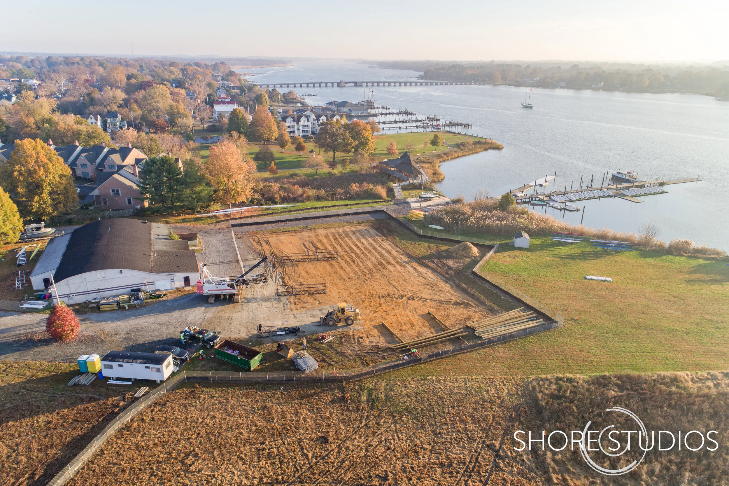 Aerial photo of Hodson Boathouse construction
