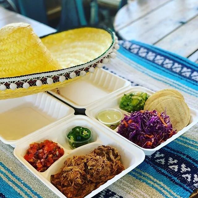 Fiesta boxes now available! We have pulled pork, roast mushroom, and pulled chicken. These are take home options that you can heat and serve. Each Fiesta box contains your choice of meat / mushy, 12 soft corn tortillas, Gallo pinto salsa, jalape&ntil
