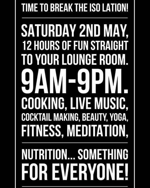 Hi everyone! 
Join the Malabar community this Saturday 2nd May for a day of fun and engaging activities delivered to your living room!

Plenty of awesome and talented locals sharing their skills and knowledge in a 12hr online &lsquo;Breaking up with 