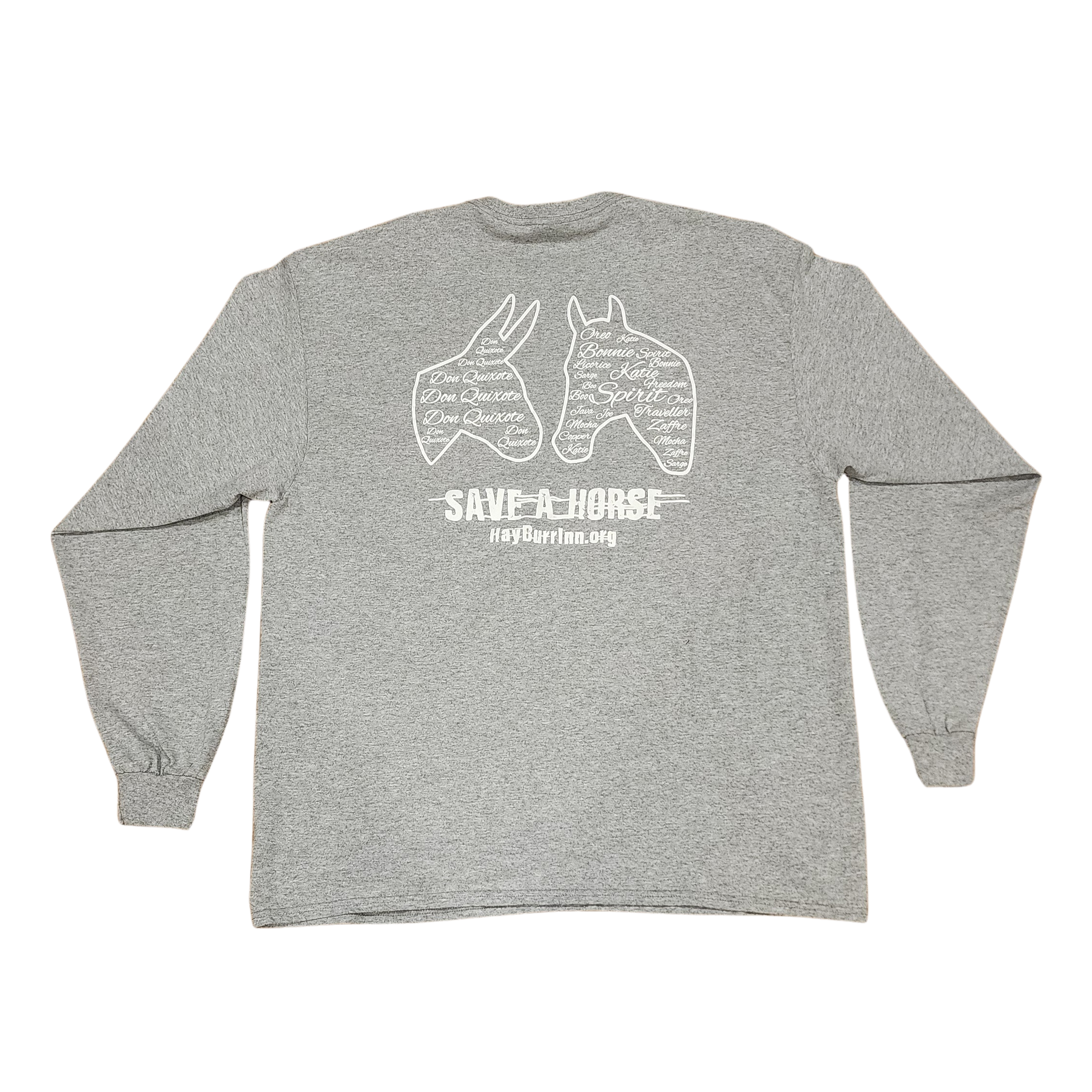 Long Sleeve Crew Neck Tee with Horses Names