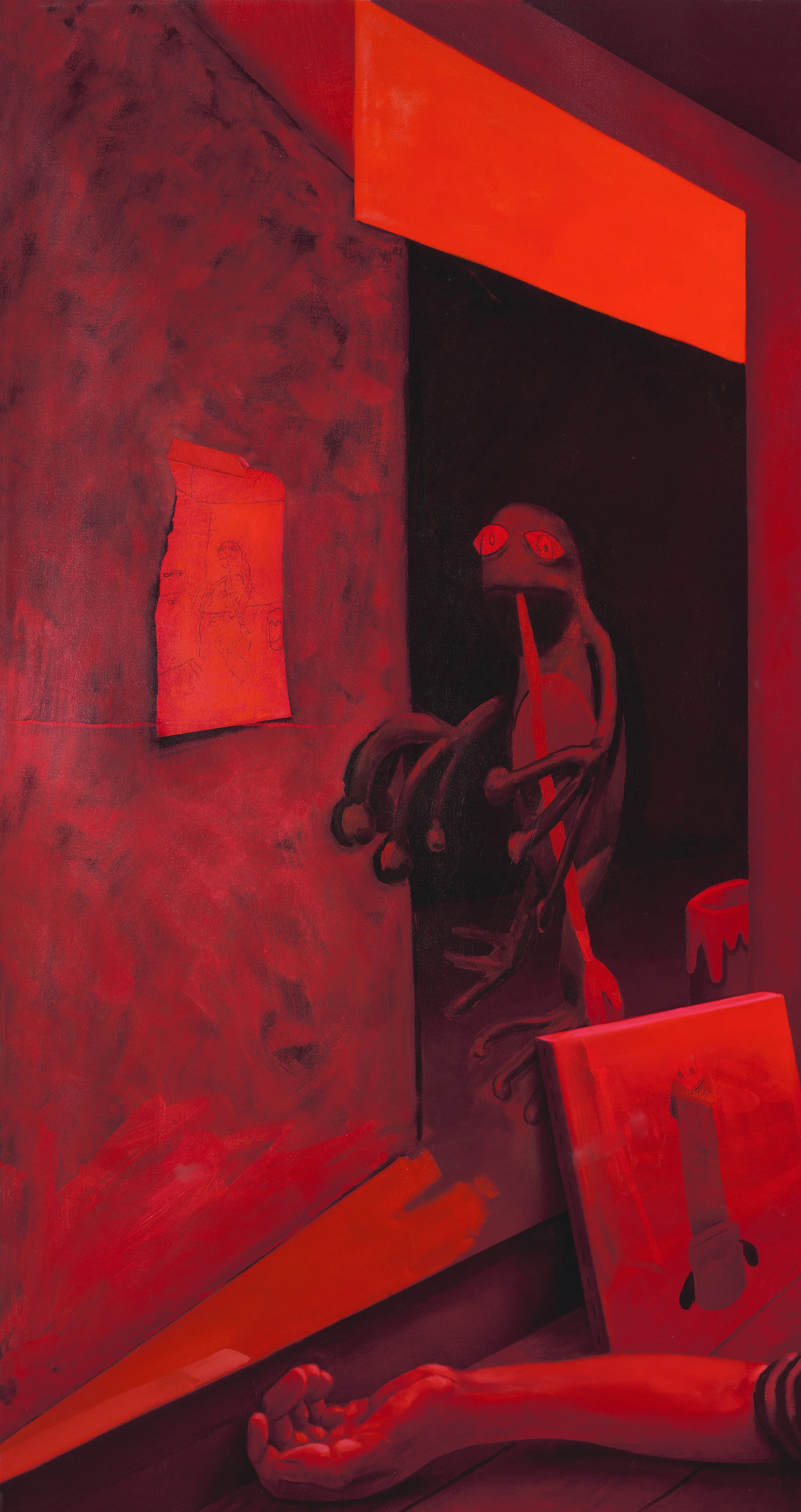  This painting in this painting is called “Rothko Frog”. It shows a frog working on a painting 