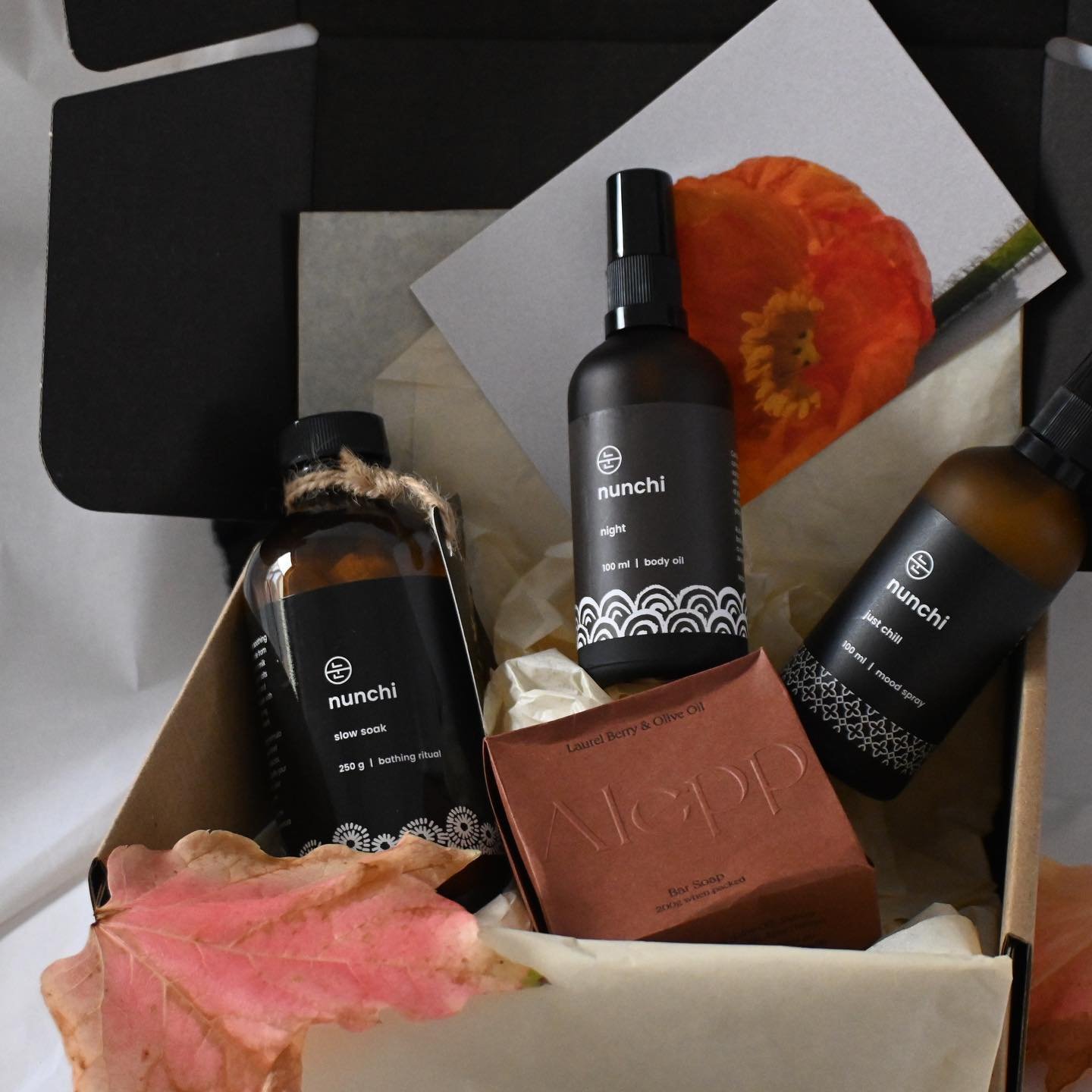 Our new gift offering :

The gift of &lsquo;SPACE&rsquo;

Space to pause,
Space to take a quiet moment,
Space to breathe deeply and slowly,
Space to soften and nourish your soul.

Includes: Slow soak bath milk, Alepp soap, Night organic body oil, Jus