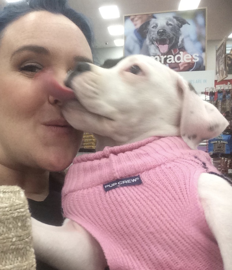 Unlimited puppy kisses are a perk of the job. 