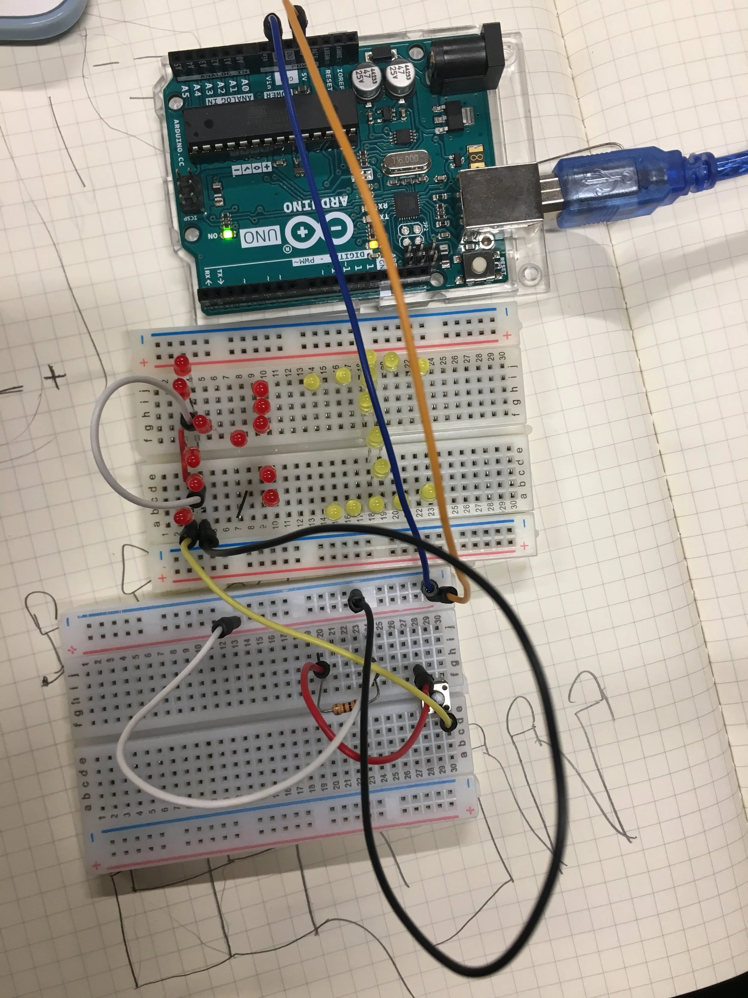 connected a 100ohm resistor and a push button switch, testing the first column of H