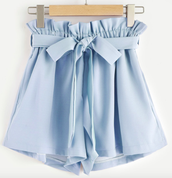 Frill Waist Self Tie Shorts