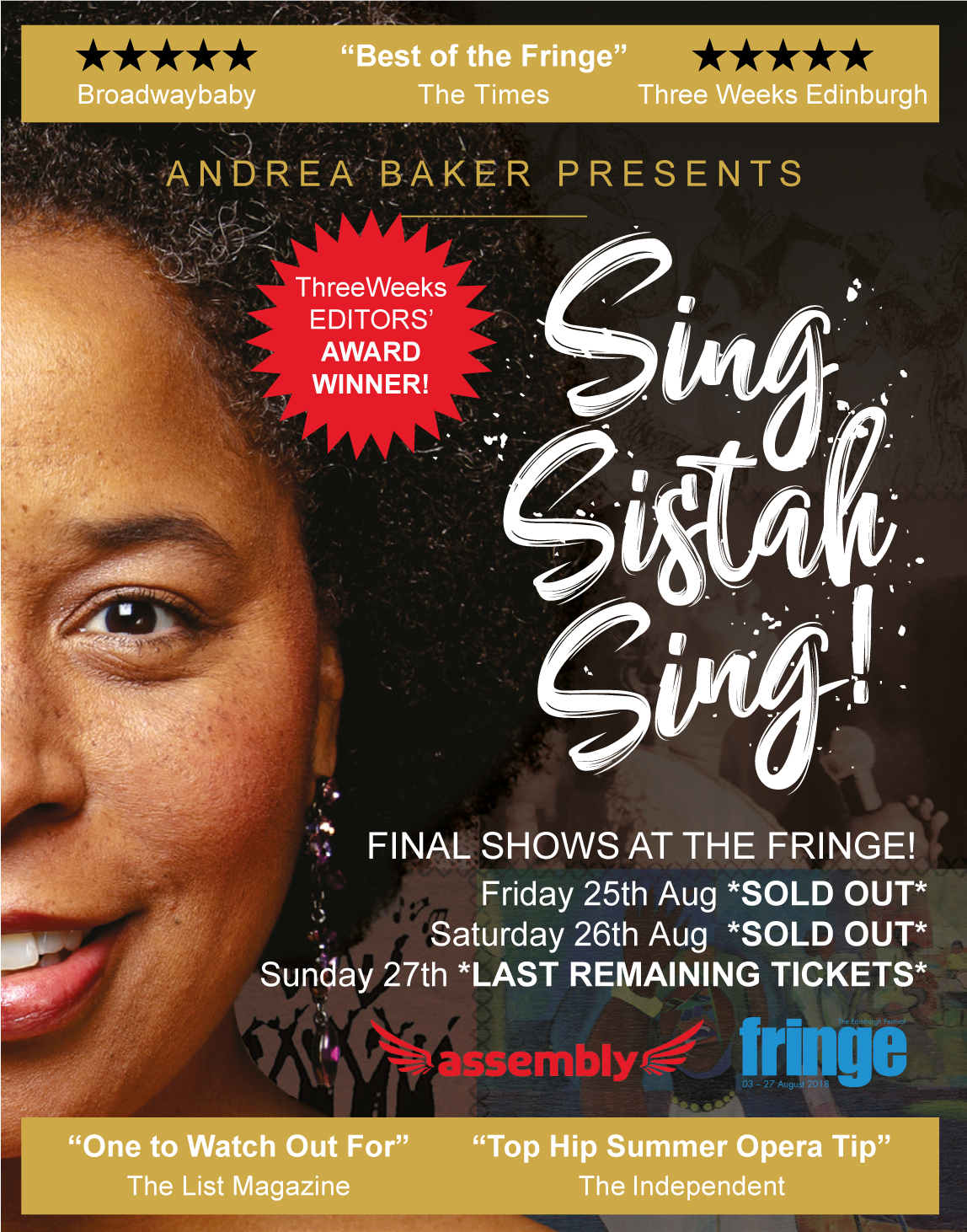 Sing Sistah Sing! Wins Editor's Award at Edinburgh Fringe Festival