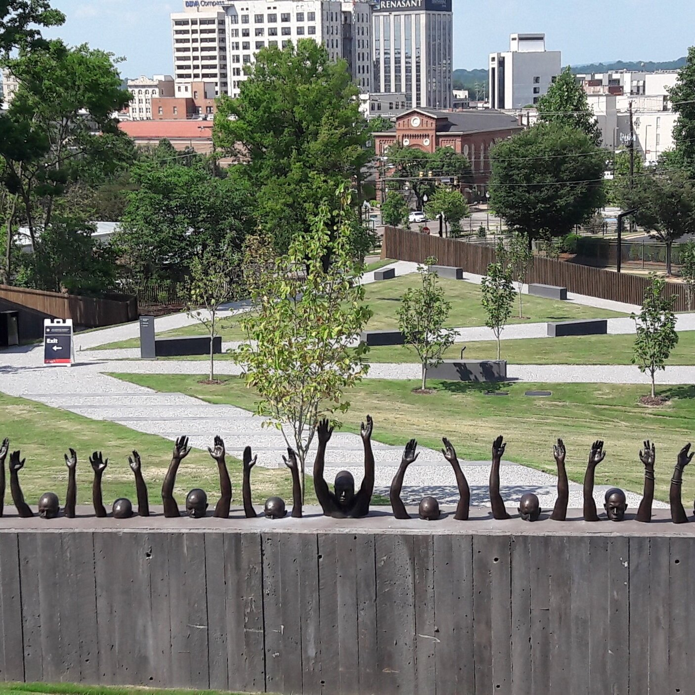 Sculpture "Hands Up Don't Shoot" at the memorial