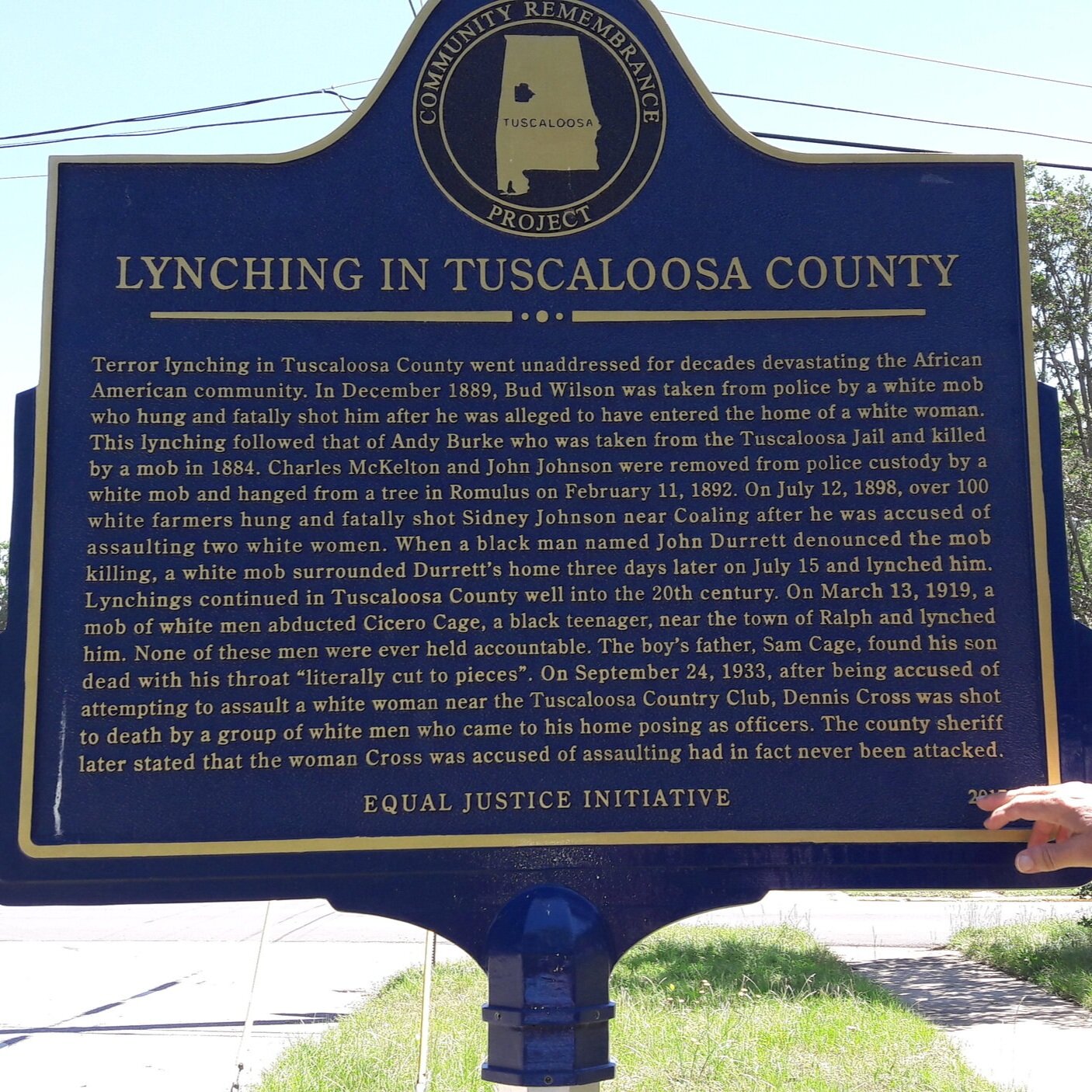 Tuscaloosa first Lynching Memorial Plaque
