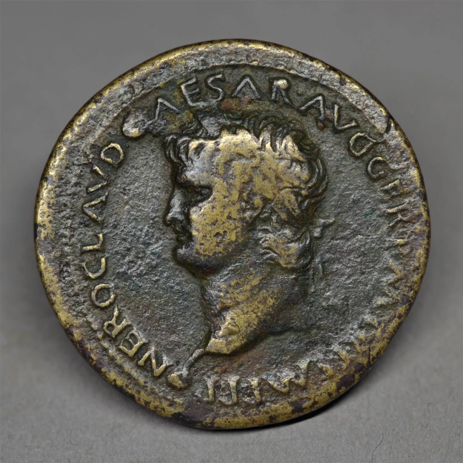 BRASS DUPONDIUS OF NERO: SECURITAS. LUGDUNUM, AD 67.