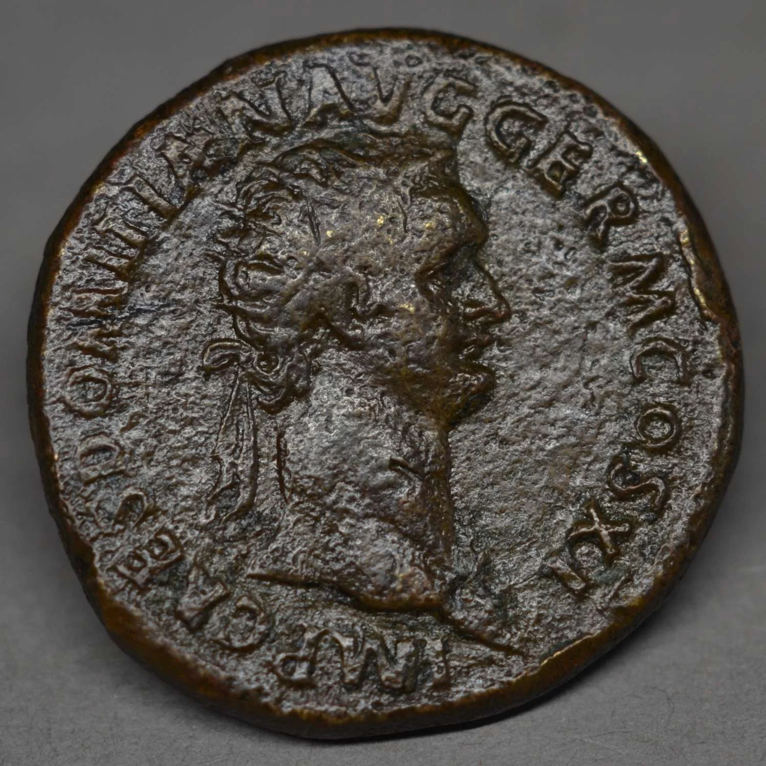 BRASS DUPONDIUS OF DOMITIAN, ROME, AD 85.
