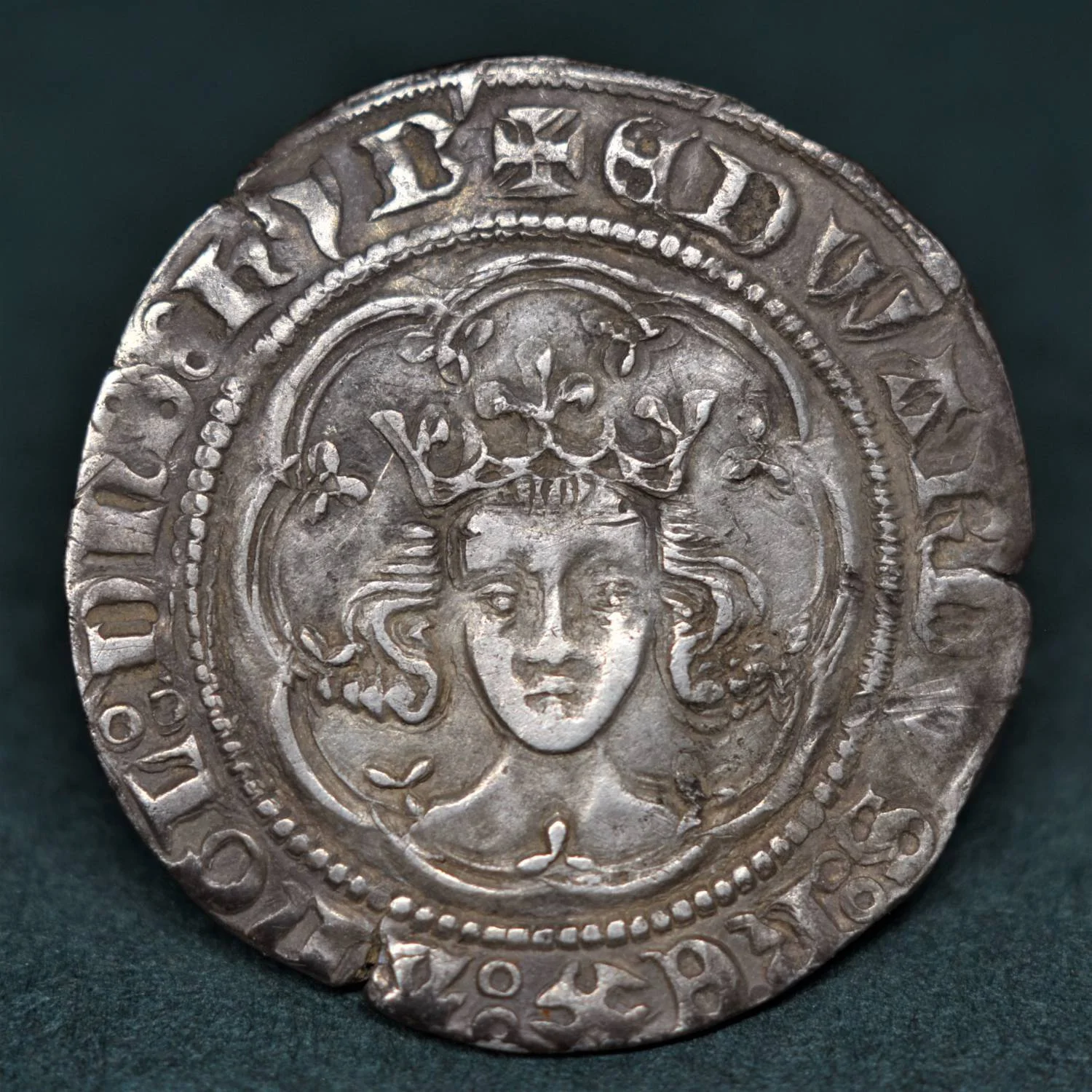 SILVER HALF GROAT OF EDWARD III TREATY PERIOD, 1363-69.