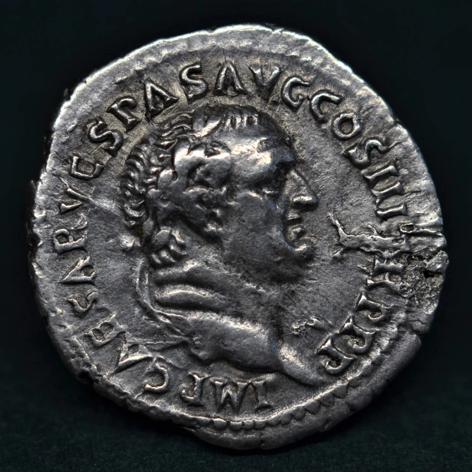 SILVER DENARIUS OF VESPASIAN, EPHESUS, AD 71.