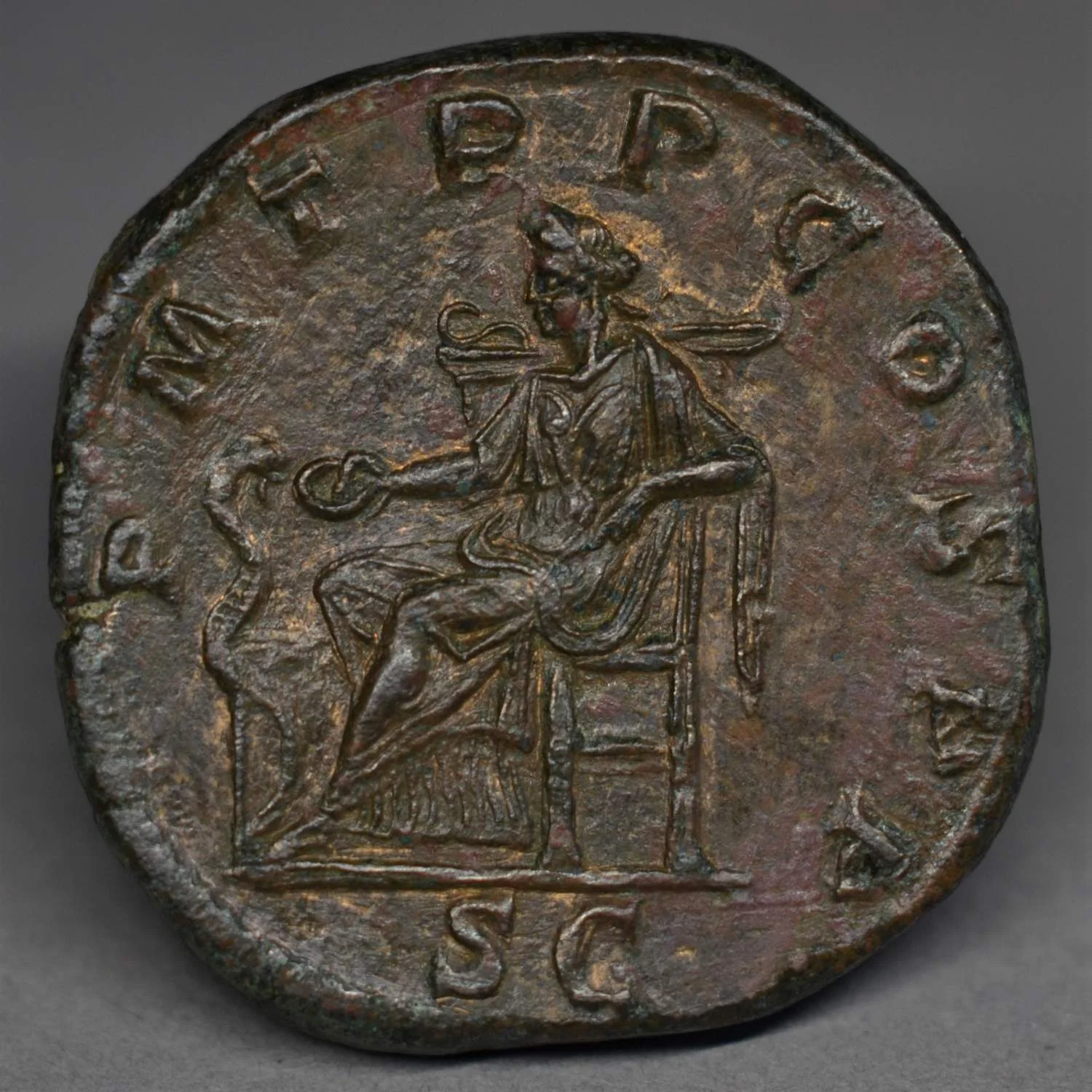 BRASS SESTERTIUS OF SEVERUS ALEXANDER, ROME AD 222.