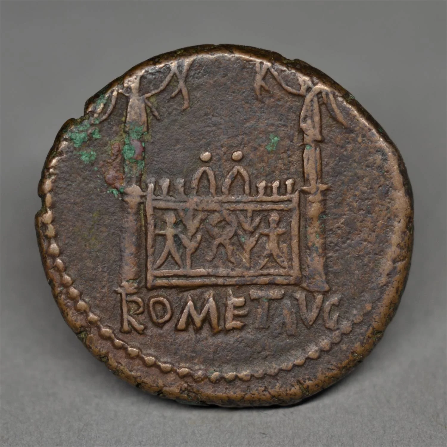 COPPER AS OF TIBERIUS, LUGDUNUM, AD 12-14.