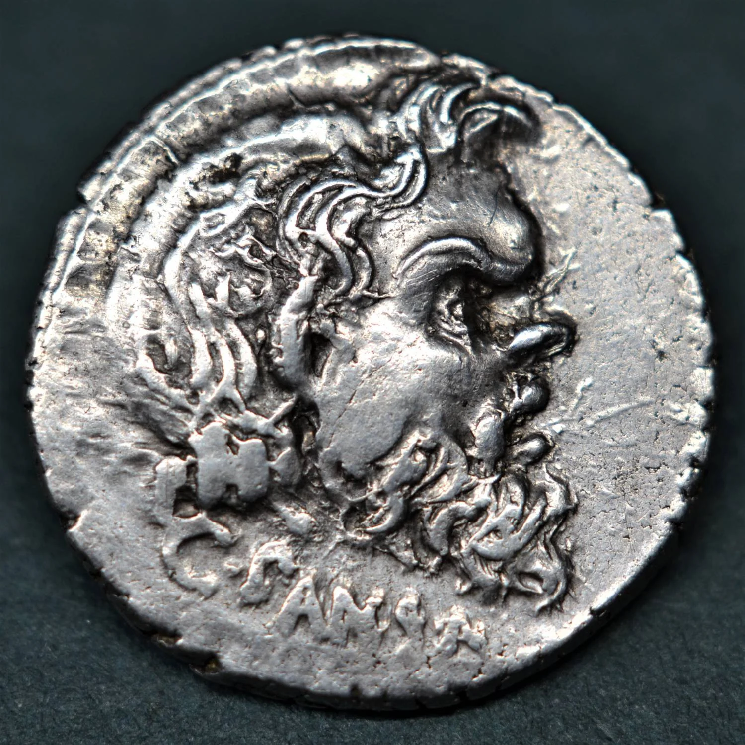 SILVER DENARIUS OF BRUTUS ALBINUS, 48 BC.