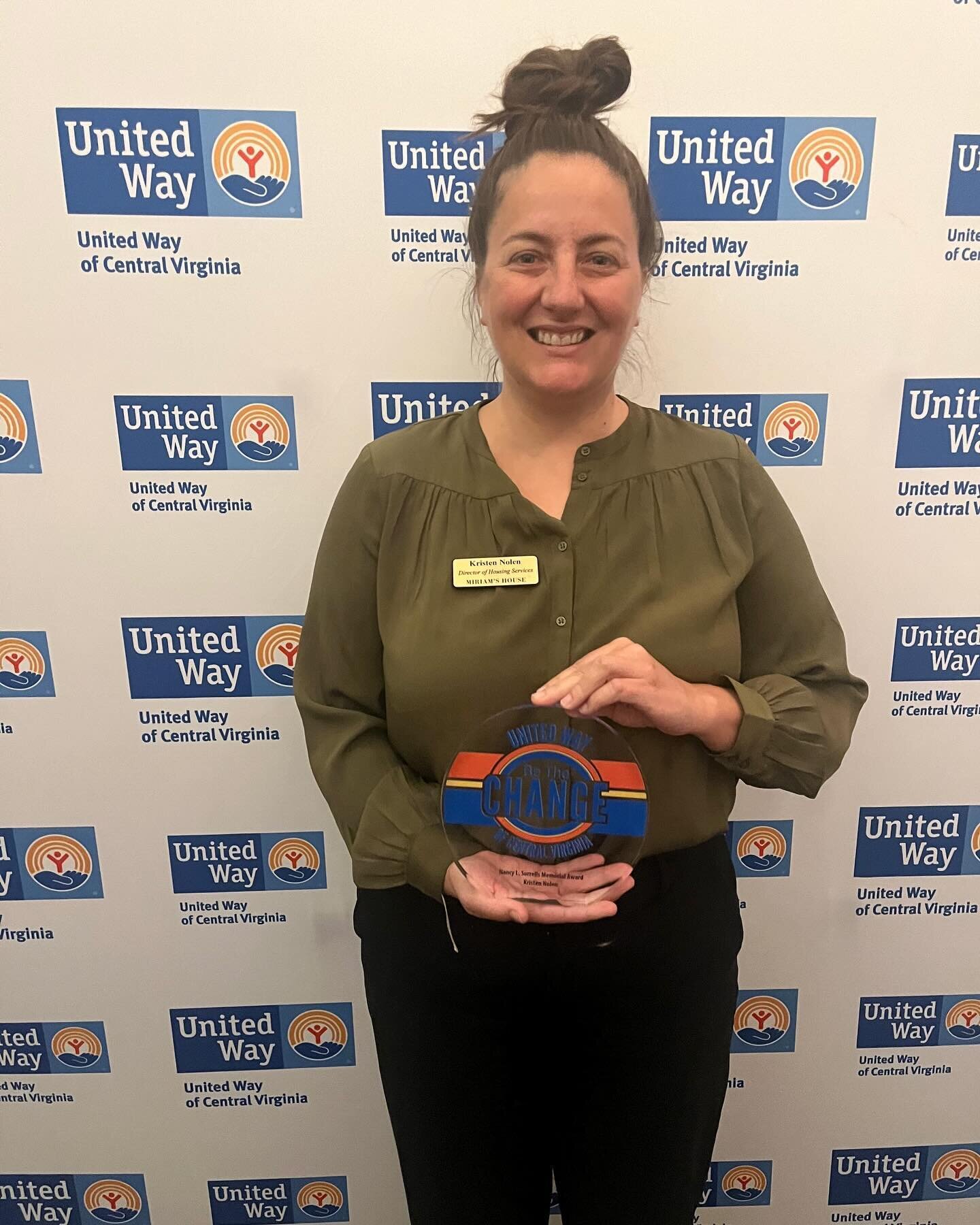 We are thrilled to announce that our very own Kristen Nolen has been awarded The United Way of Central Virginia&rsquo;s Nancy L. Sorrells Memorial Award, presented annually to a staff member of a social service organization whose professionalism and 