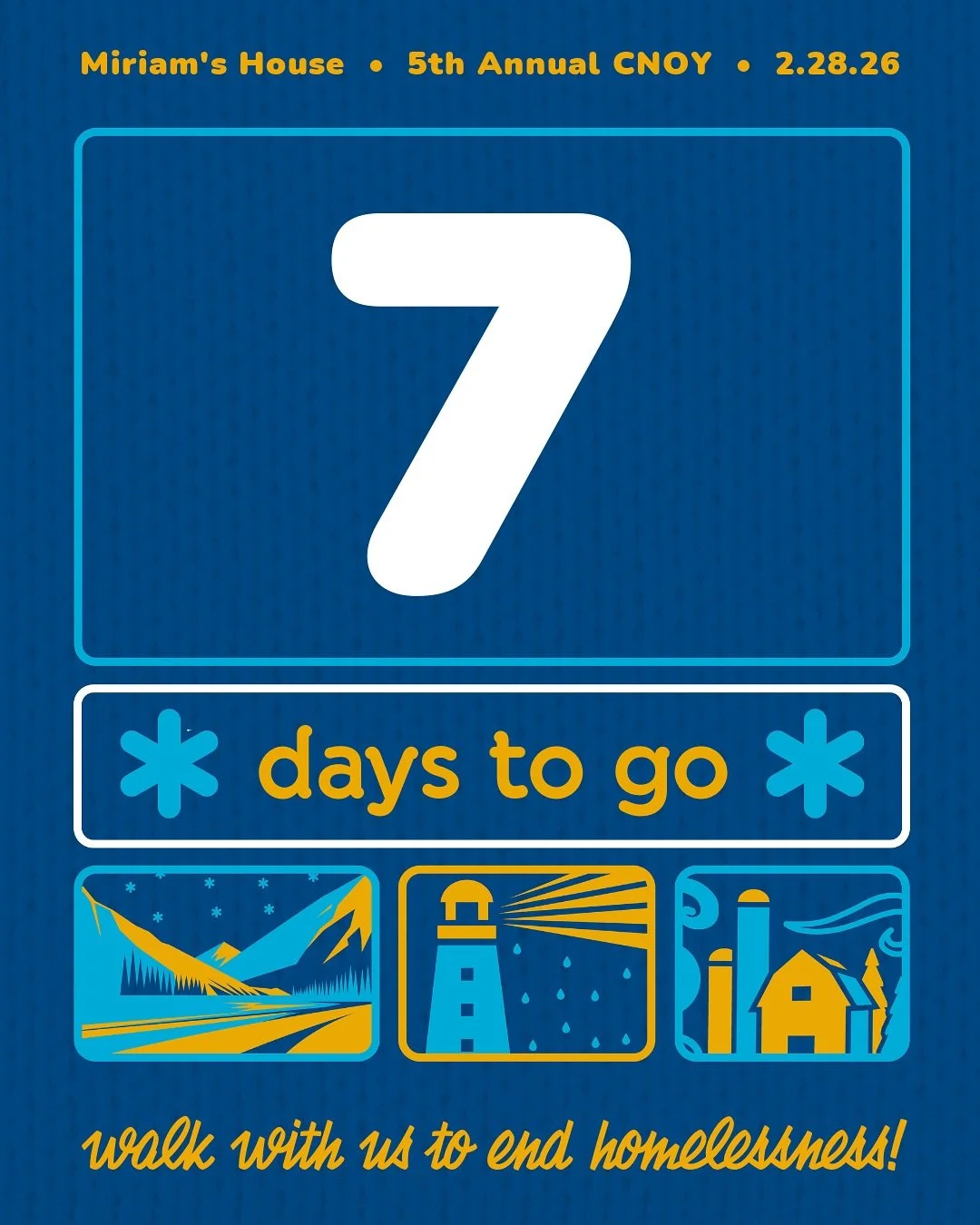 ❄️ ONE WEEK! ❄️

Are you ready to walk with us to end homelessness?

In just 7 days, we&rsquo;ll gather for our 5th Annual Coldest Night of the Year fundraising walk&mdash;a little chilly, a lot meaningful, and completely winterrific fun for the whol