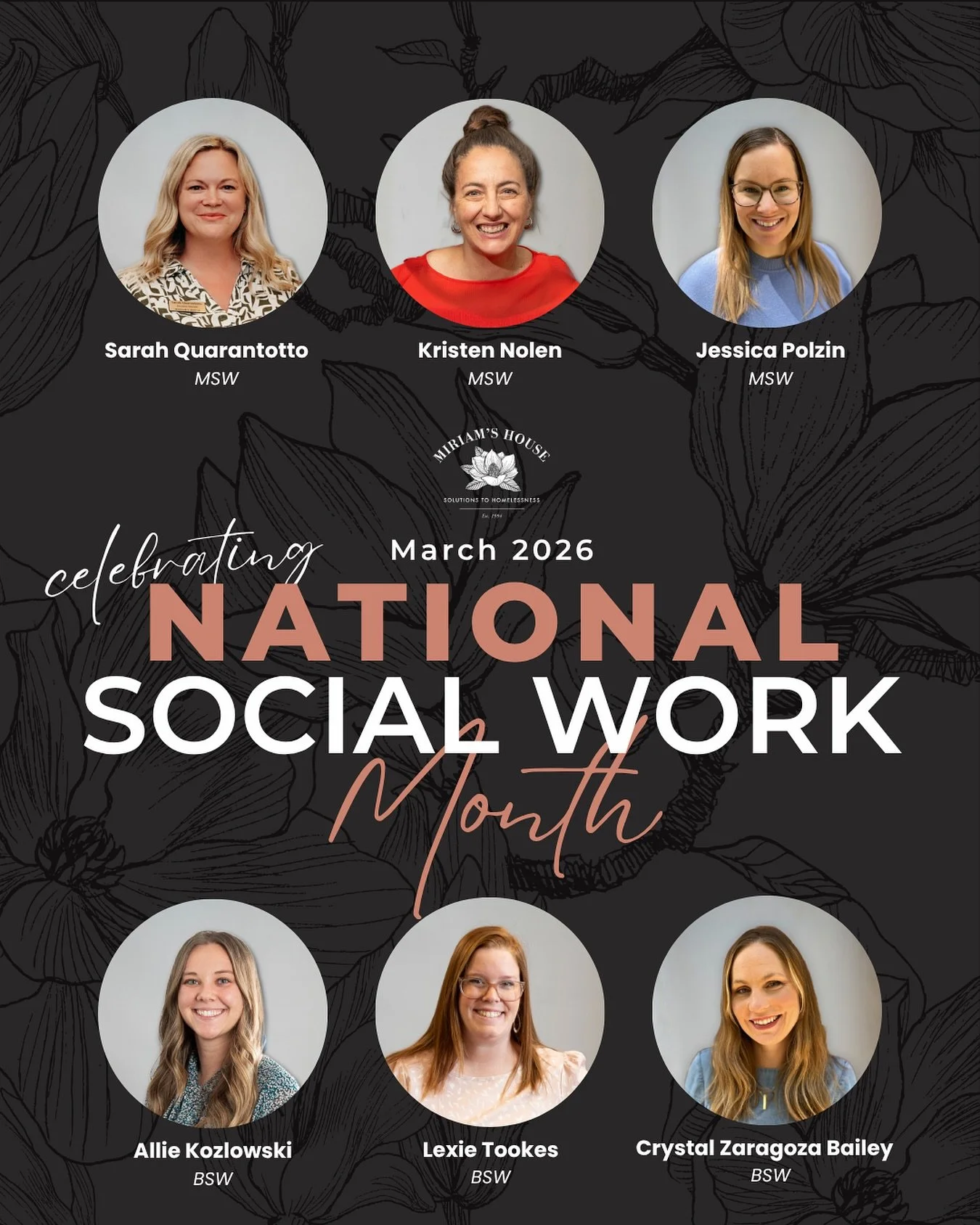 As March comes to a close, we want to take a moment to recognize National Social Work Month.

This month, and every month, we are incredibly grateful for the many staff members who bring their social work education and training  to this important wor