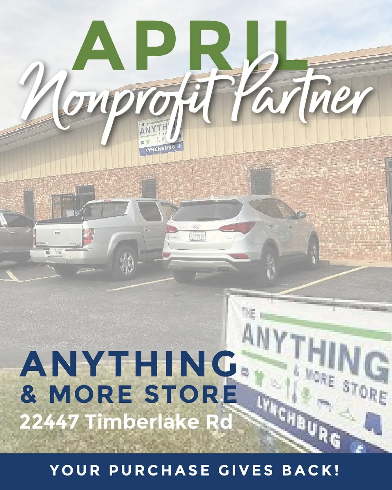 Exciting News&rarr; for the entire month of April, the Anything &amp; More Store has chosen Miriam&rsquo;s House as their nonprofit partner! That means a portion of sales will go directly toward supporting our mission to end homelessness in Lynchburg