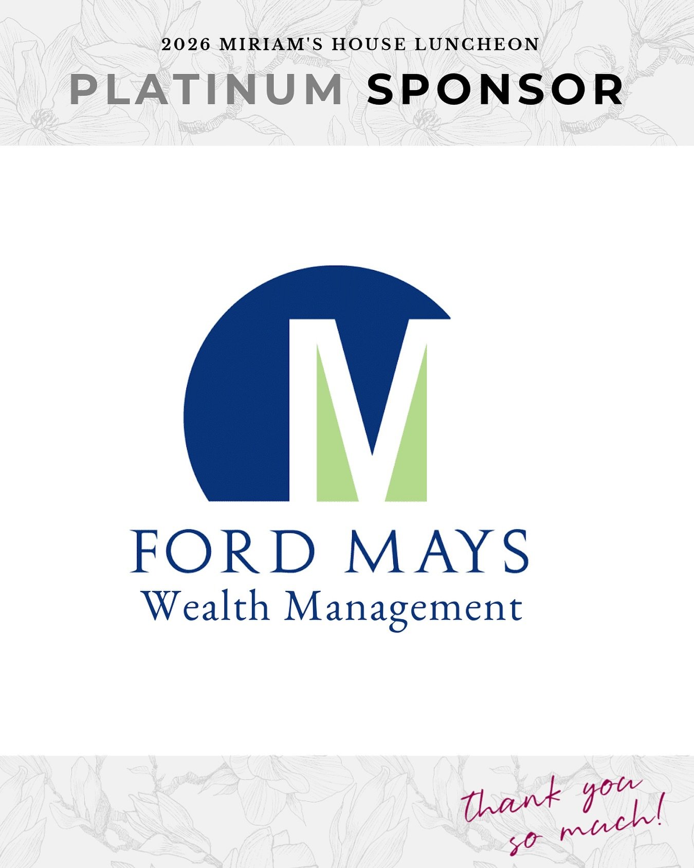 We&rsquo;re proud to recognize Ford Mays Wealth Management as a Platinum Sponsor for this year&rsquo;s Luncheon! Their partnership helps provide safety, dignity, and hope to neighbors experiencing homelessness right here in our community.

Please joi