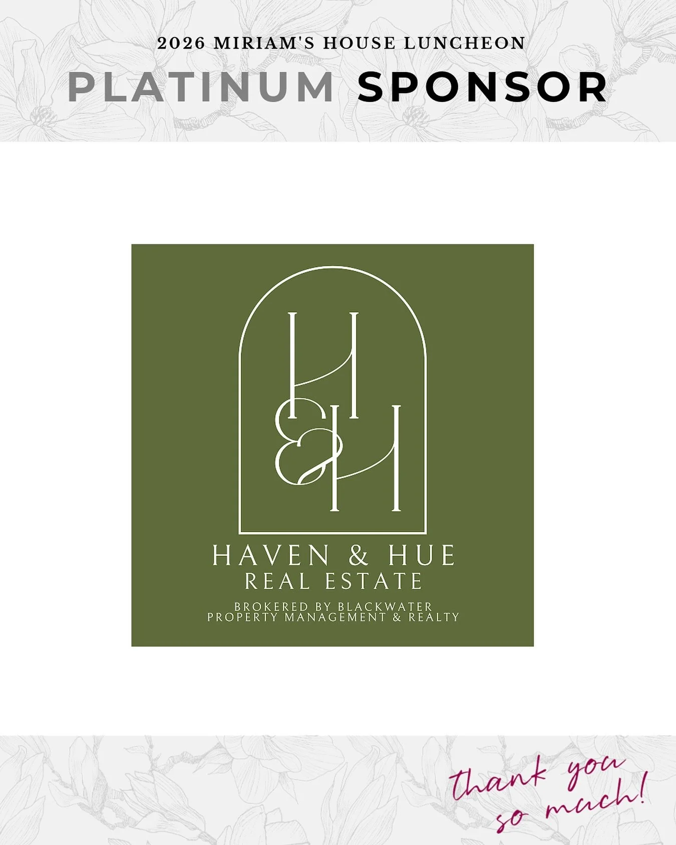 We&rsquo;re so thankful for the generous support of Haven &amp; Hue Real Estate as a Platinum Sponsor of this year&rsquo;s Spring Luncheon. Their partnership helps provide shelter, support, and hope for vulnerable families in our community.

We&rsquo