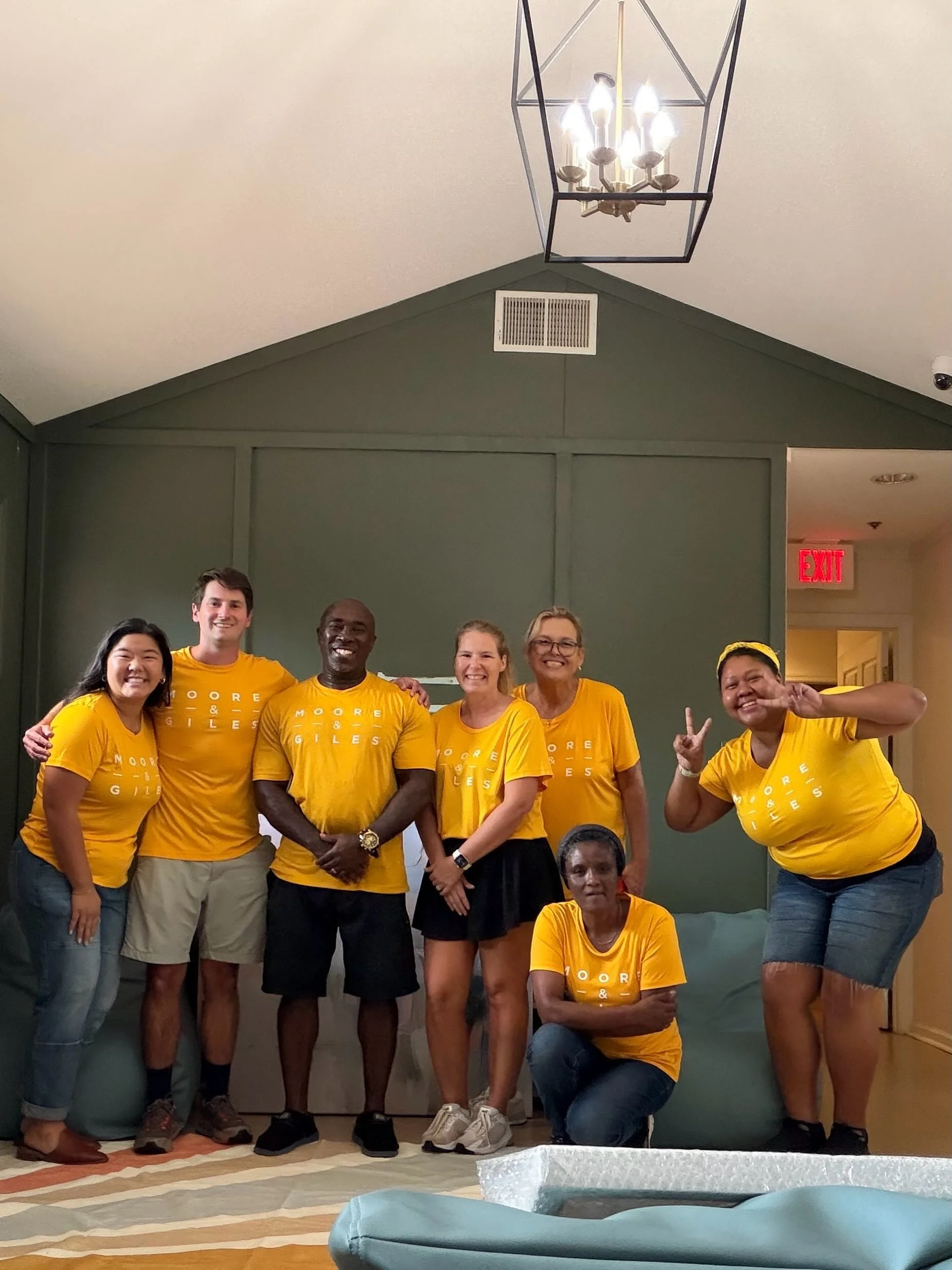 We are the luckiest to have community minded businesses, like @mooreandgiles, volunteer their time with us! Last week, their team put together our new playroom furniture ensuring that children staying at our shelter have a fun and engaging space to p