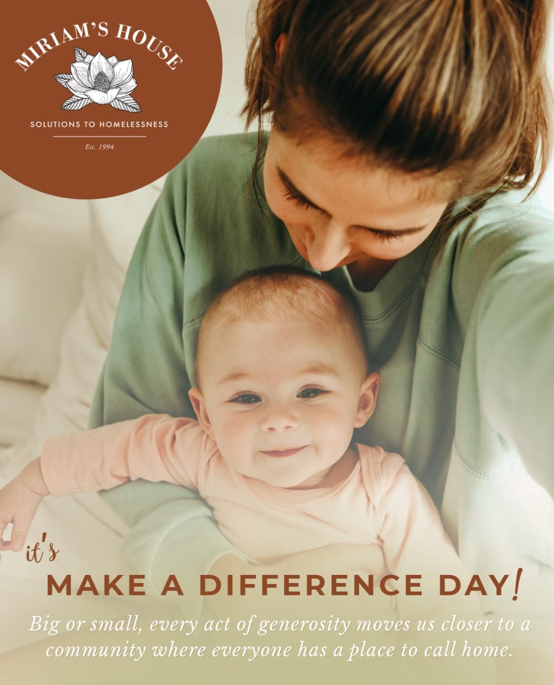 It&rsquo;s #MakeADifferenceDay!
 
At Miriam&rsquo;s House, we know that ending homelessness takes a community, and there are so many ways YOU can be part of making that happen! Whether you have time to give, resources to share, or a heart for helping