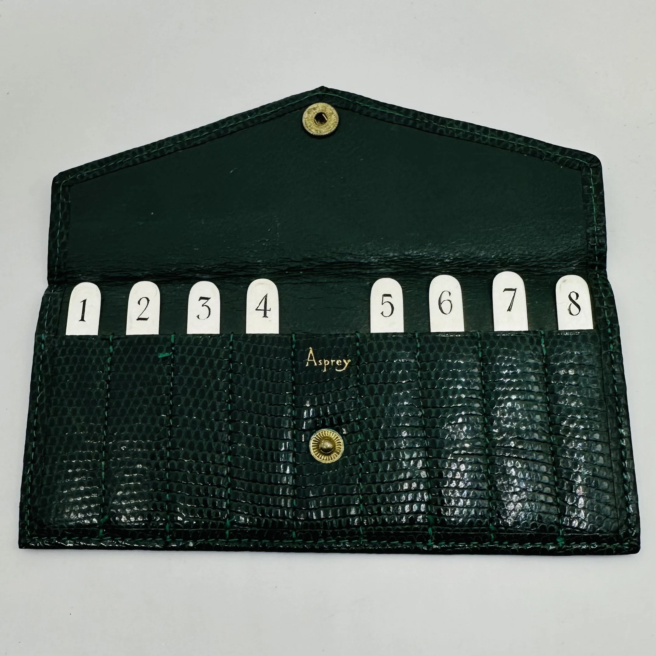 Asprey set of Eight Hallmarked Sterling Silver Place/Butt Markers