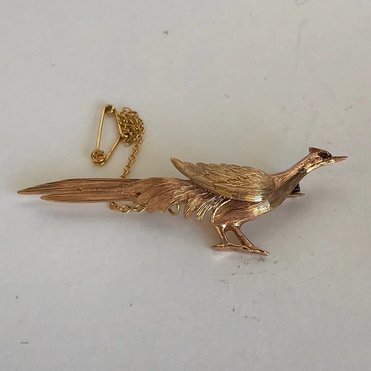 9ct Gold Exotic Bird Brooch