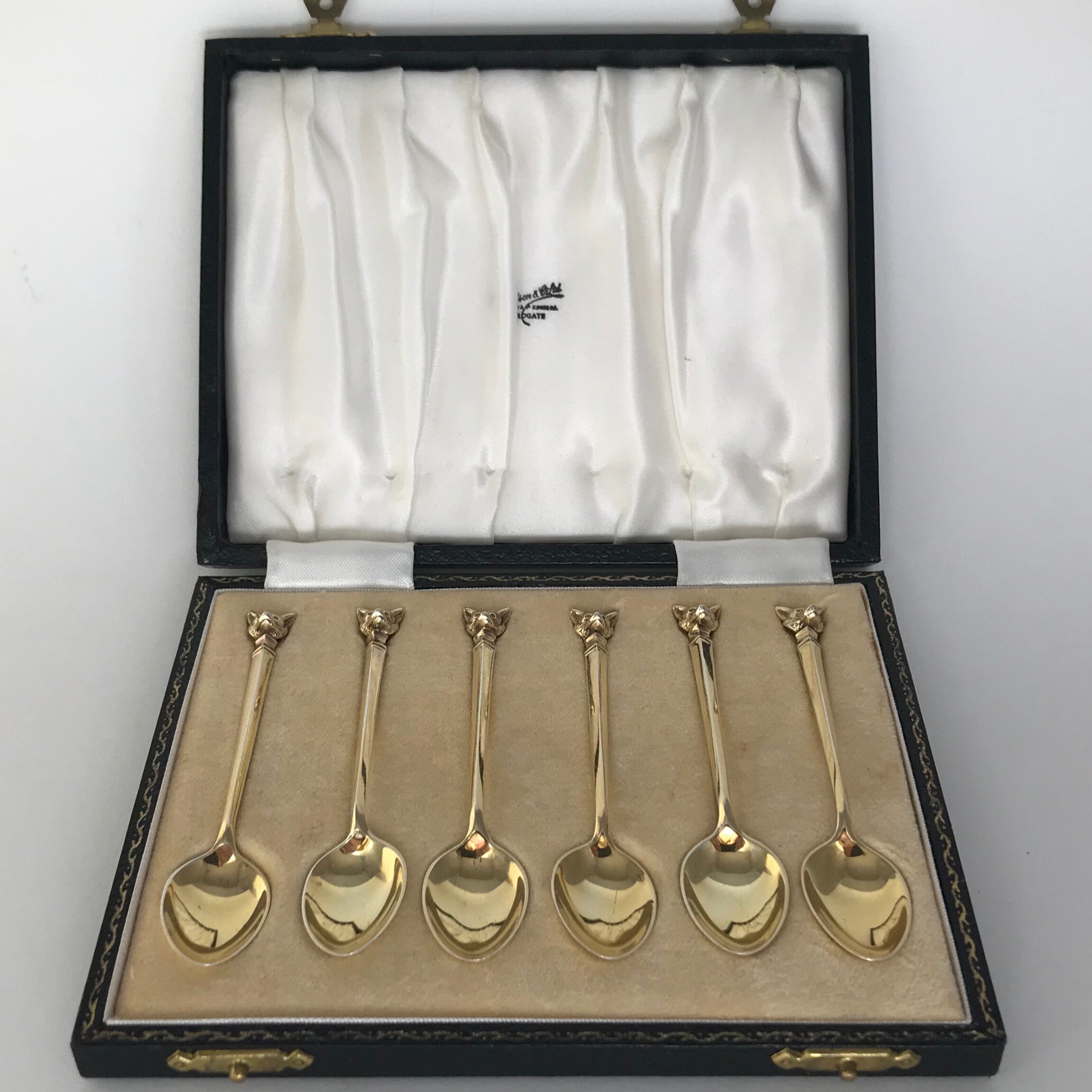 Sterling Silver Gilt Set of Six Coffee Spoons