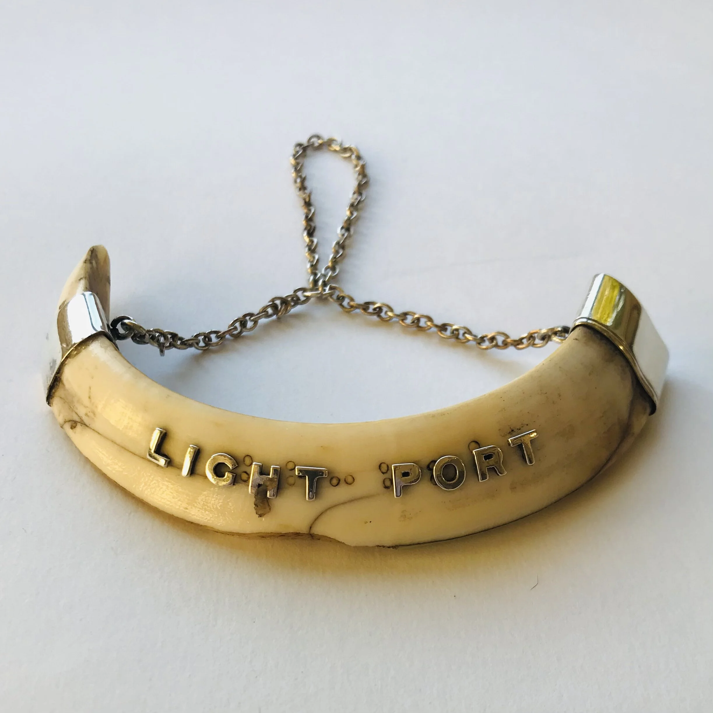 Unusual Light Port  Decanter Label in Tusk and Silver