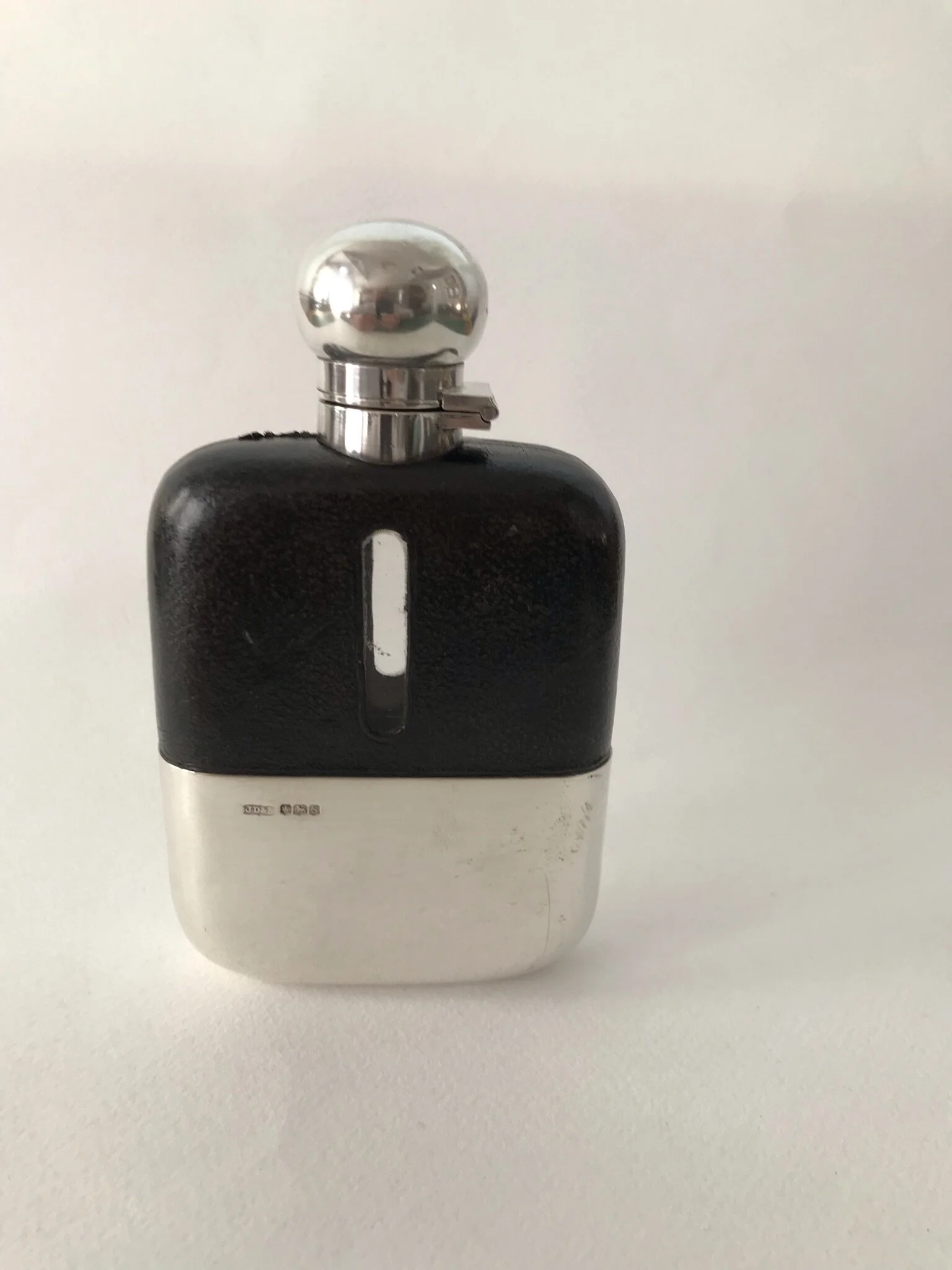 Silver Hip Flask with Leather Cover by John Dixon & Sons Ltd
