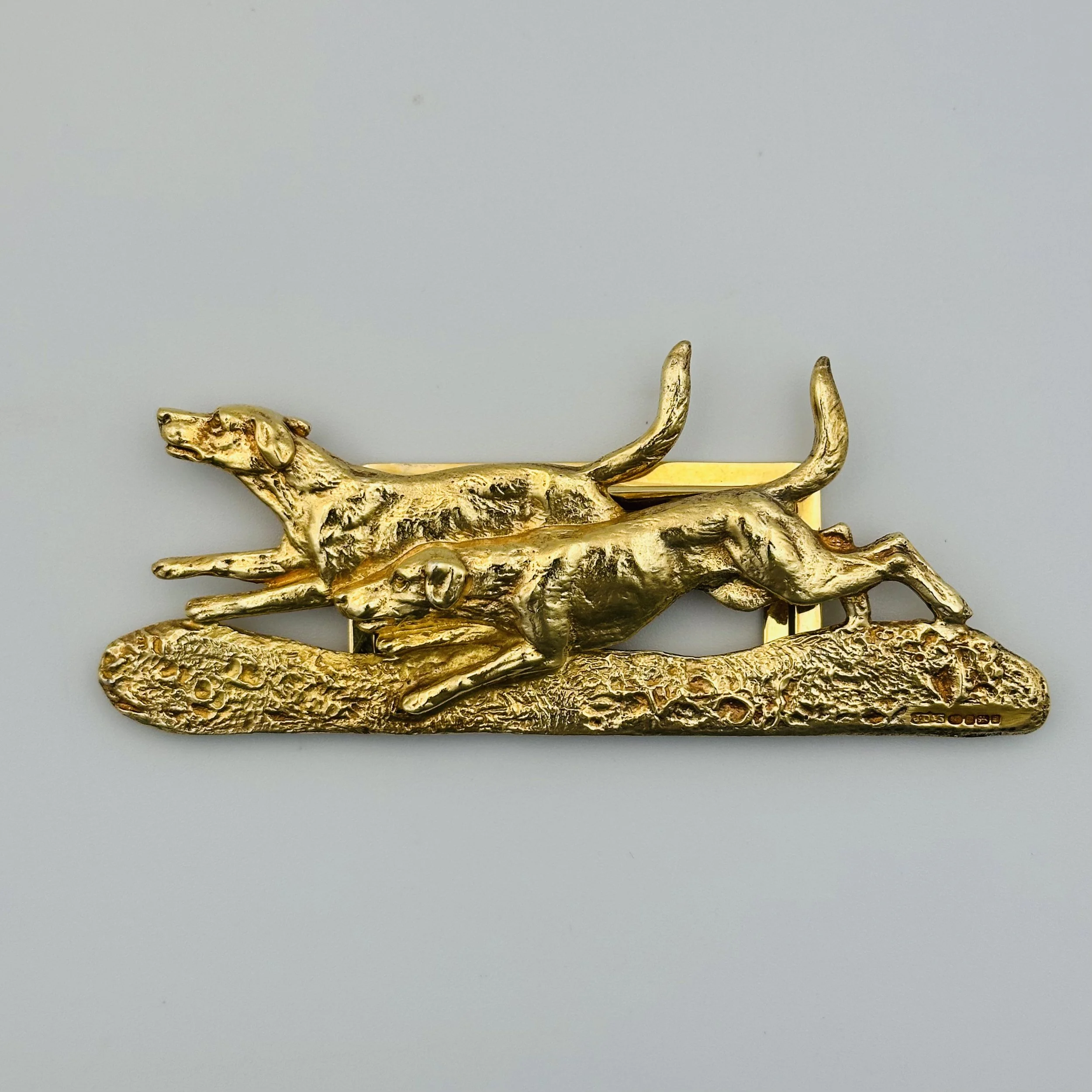 Silver Gilt Menu Holder of Running Hounds