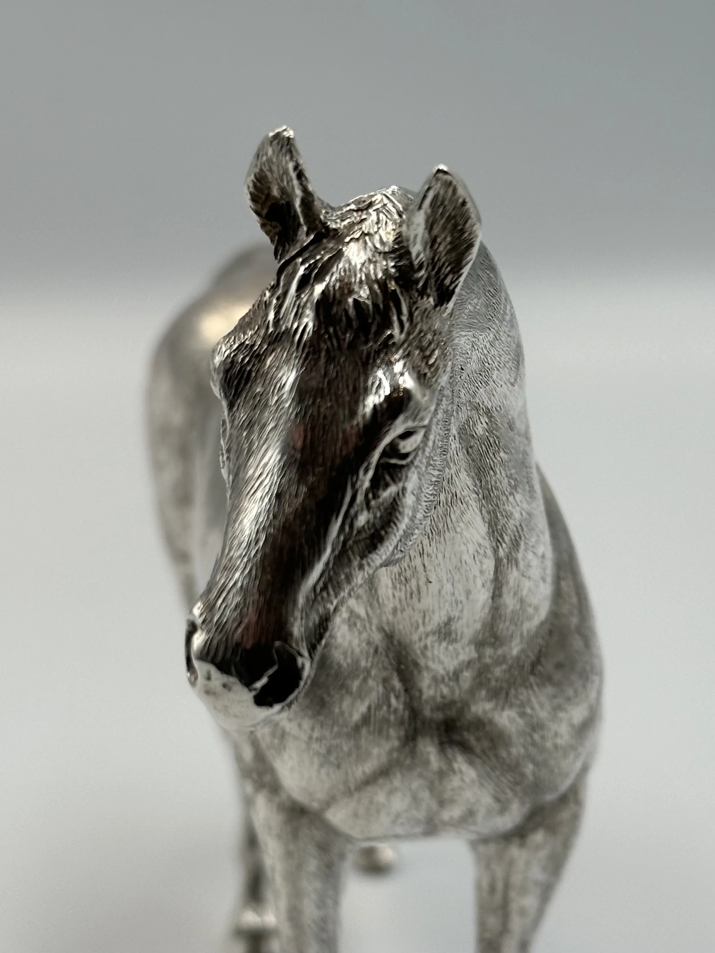 Large Cast and Hand Chased Silver Horse