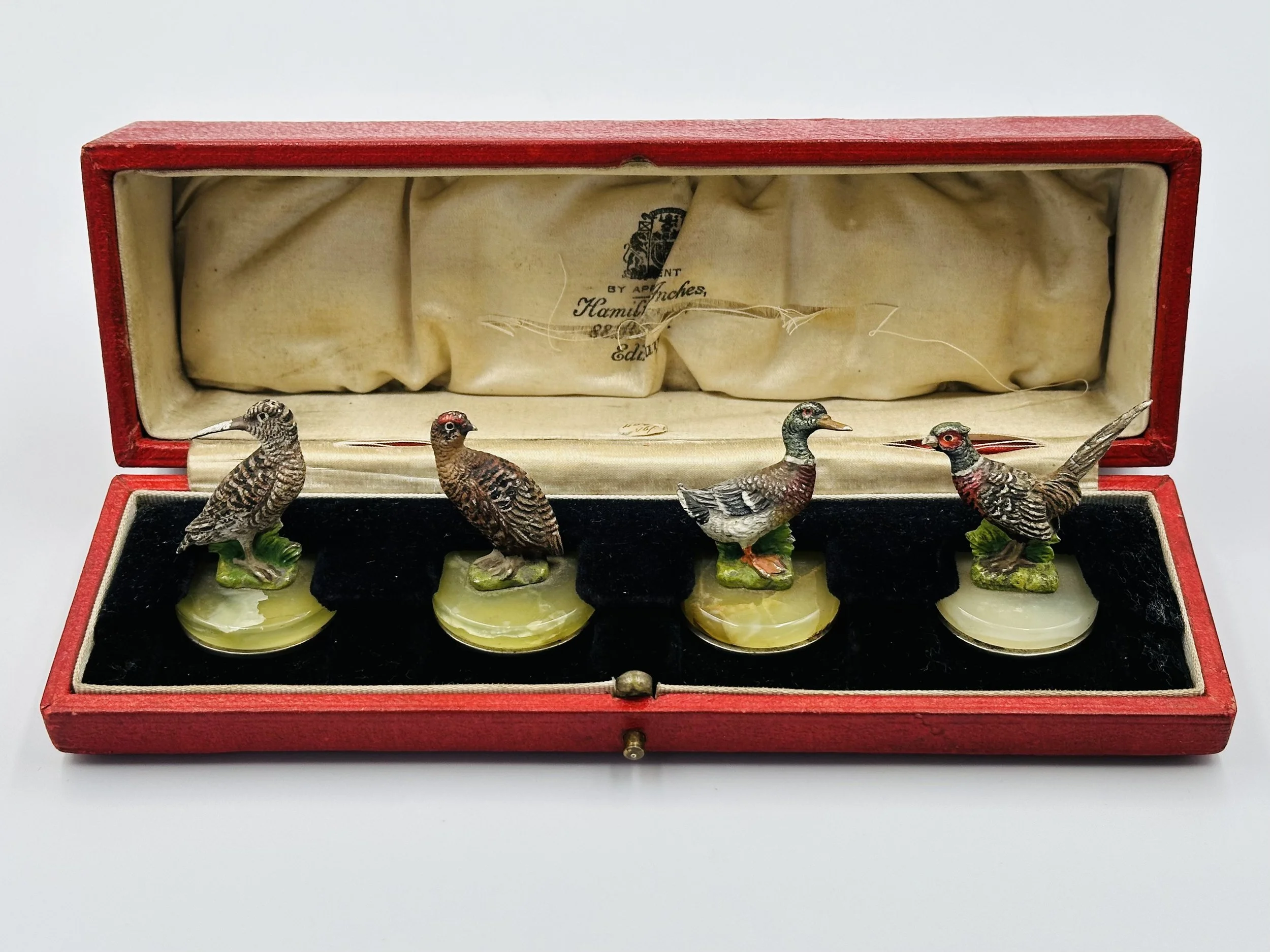 Boxed Set of Four Cold Painted Menu Holders