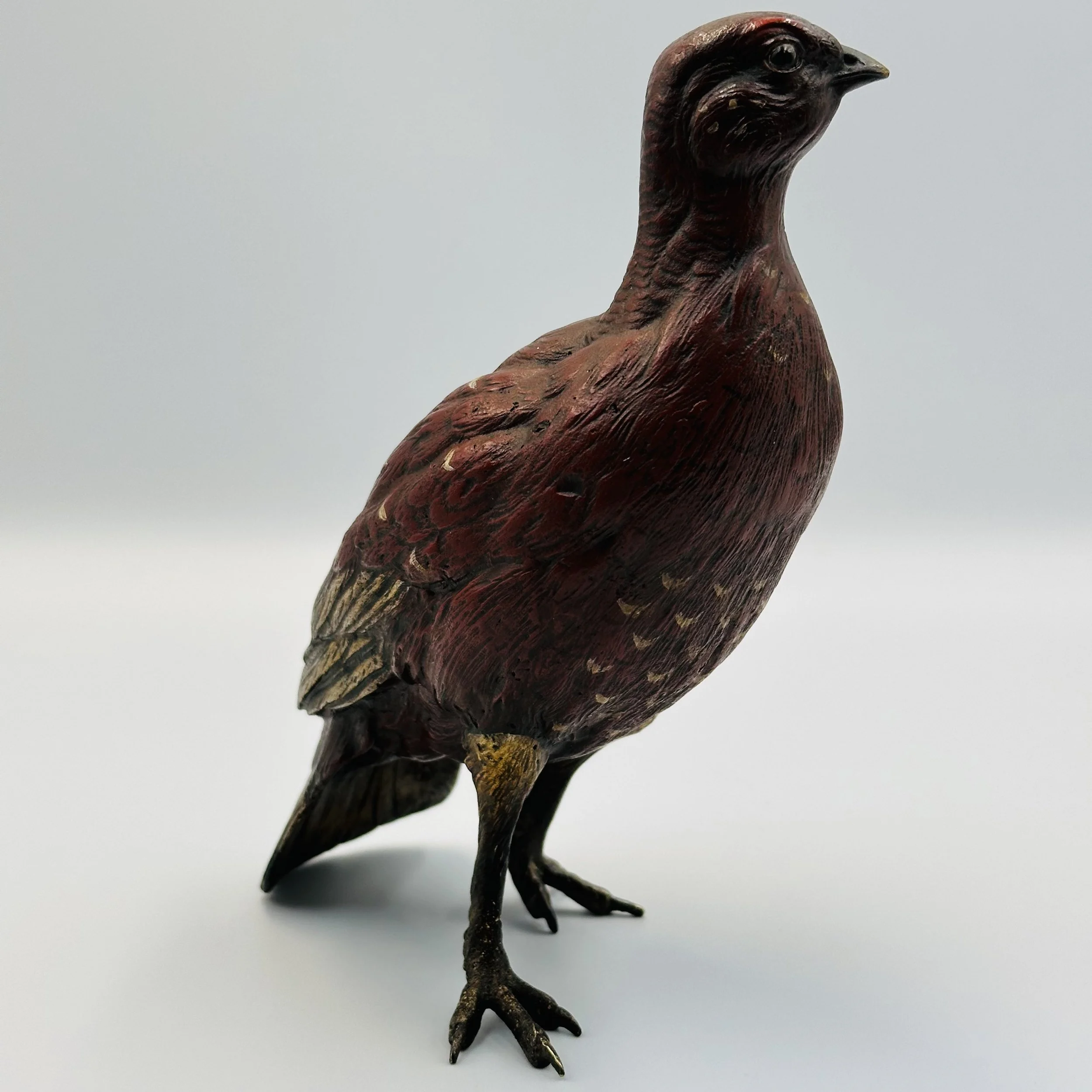 A Large Cold Painted Austrian Bronze Grouse by Franz Bergman