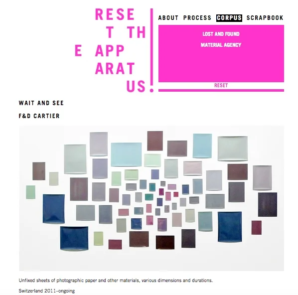 Reset the Apparatus   website >  artistic research project