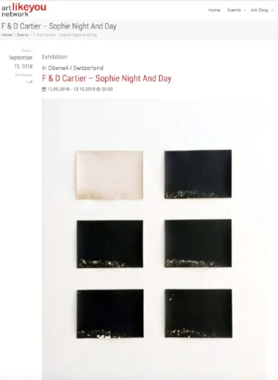 Monika Wertheimer Gallery  Sophie - Night and Day    Opening Sat. 15.09.  17 - 20  Oberwil