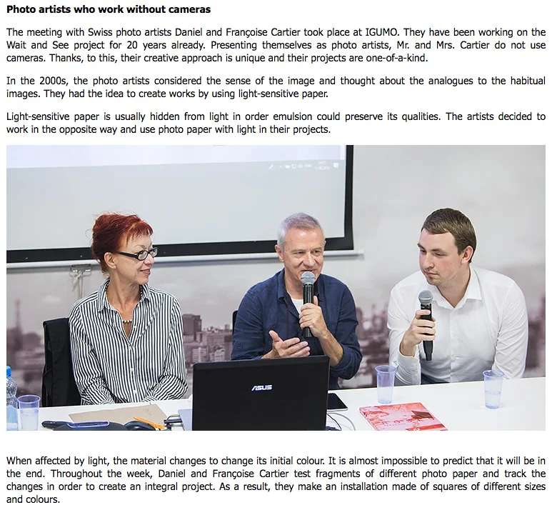 Moscow, artist talk at Igumo Art and Design School