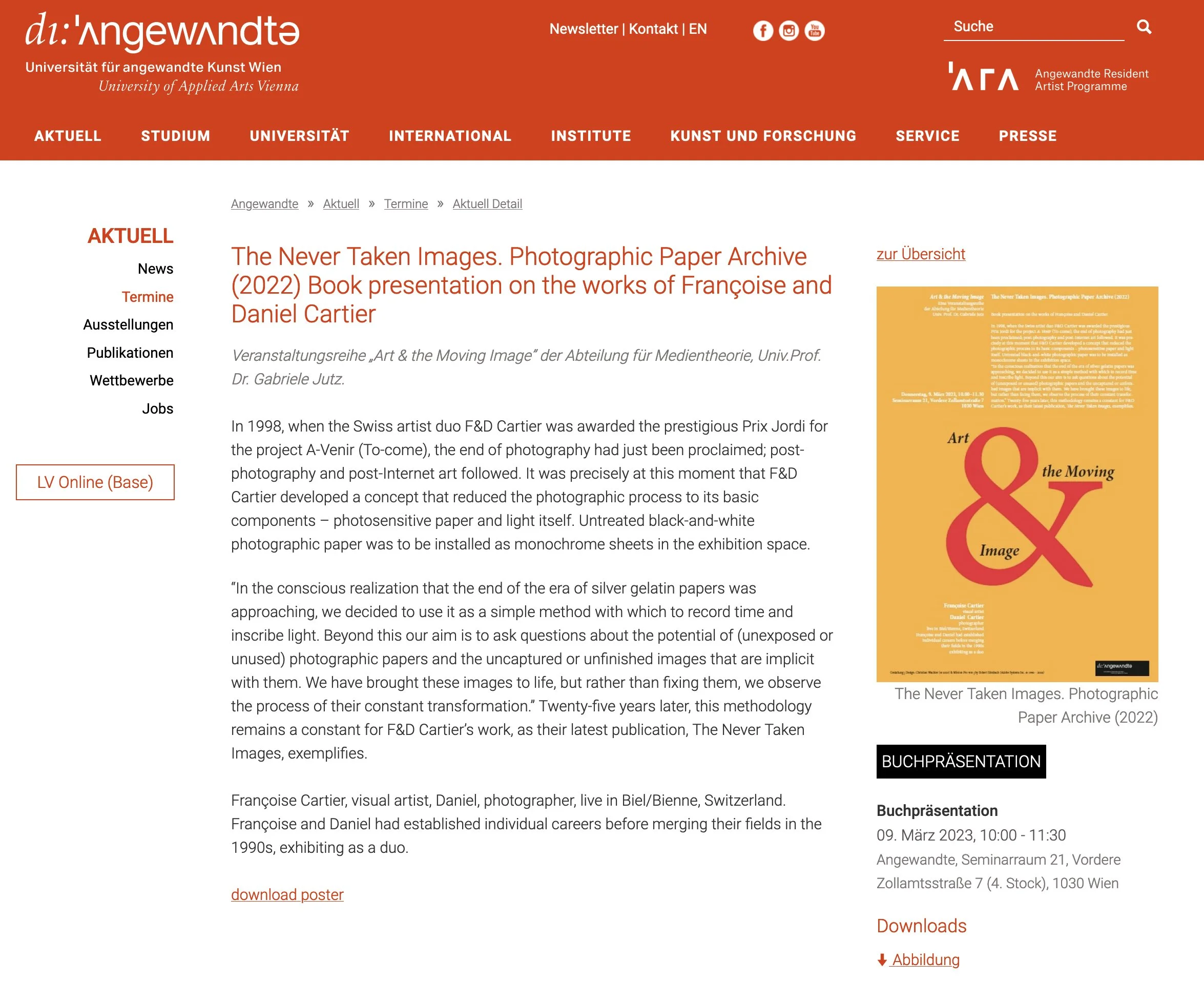 BOOK PRESENTATION OF THE WORK OF FRANçOISE AND DANIEL CARTIER