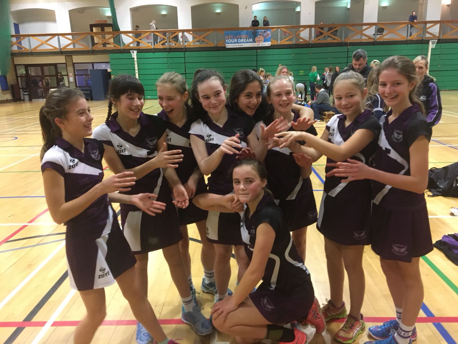 Squad: Dane, Helena, Izzy, Charlotte (C), Charlotte (Y), Amelie, Marta, Kiera and Annabel.
