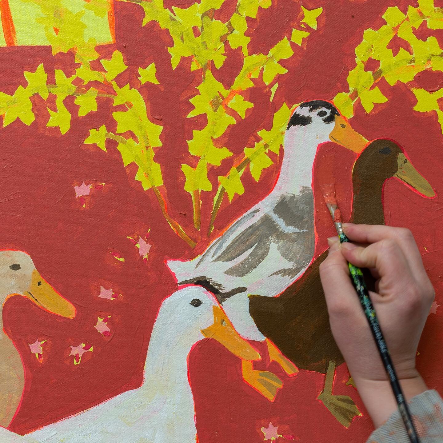 Almost every time I post a video of my ducks, I get a DM suggesting that I paint them. I finally gave in. This little work in progress is making me so happy and it may be a prints-only situation because I&rsquo;m not sure I&rsquo;ll be able to let it