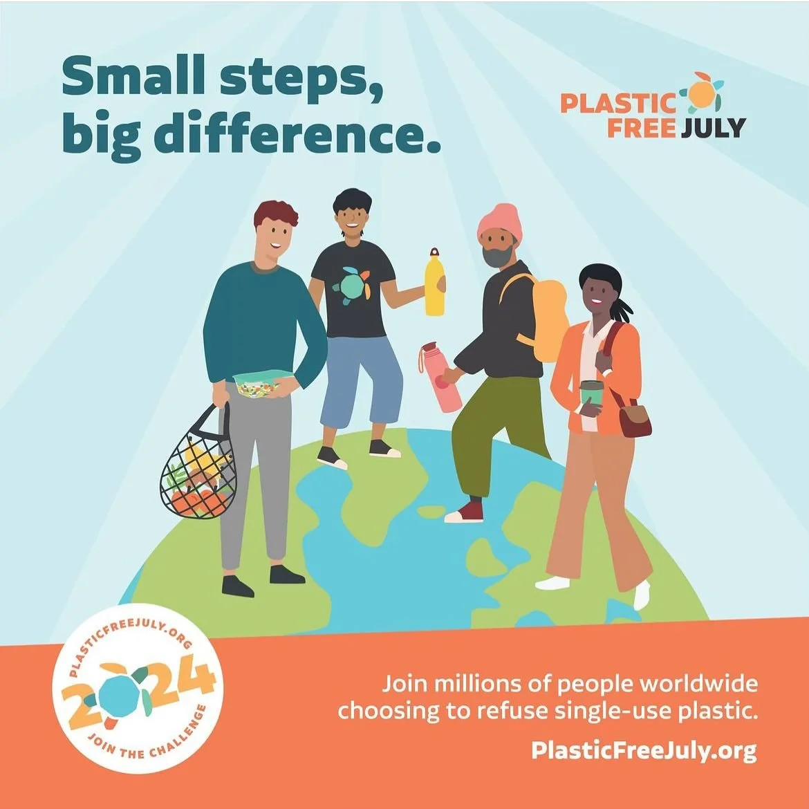 Join millions of people worldwide in taking small steps to reduce plastic pollution this July! 🌍

For ideas and resources on how to get started, follow @plasticfreejuly.
They offer a variety of small steps to consider throughout July&mdash;and beyon