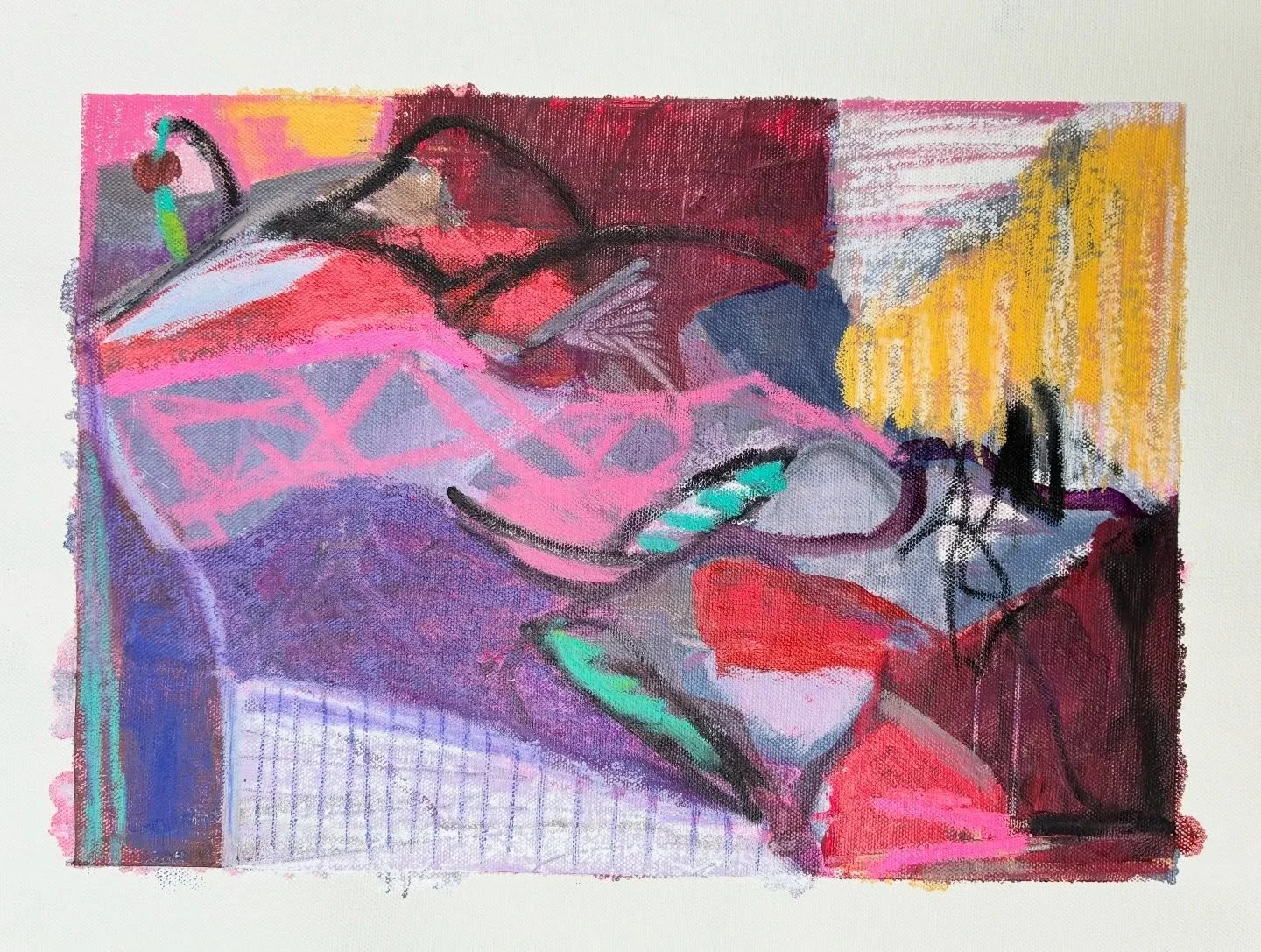 Playing with layers @_woodstockschoolofart with @melaniedelgado.art thank you for a convivial, flow time workshop! #woodstockschoolofart #melaniedelgadoabstractpainter