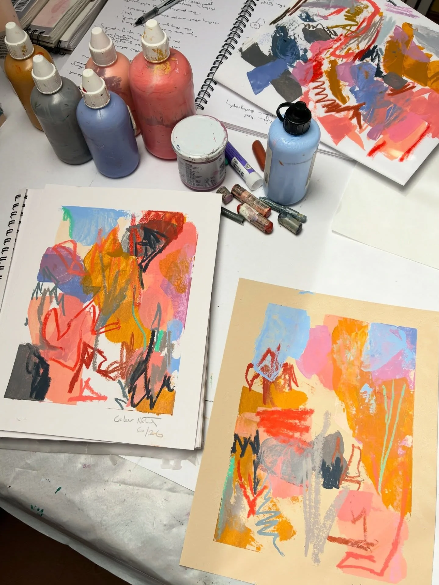 I started making what I call &lsquo;color notes&rsquo; a few years ago. It&rsquo;s a practice that helps me translate/view how a color sits in relationship to another color. In that I don&rsquo;t keep a &lsquo;formal&rsquo; sketchbook, though I have 
