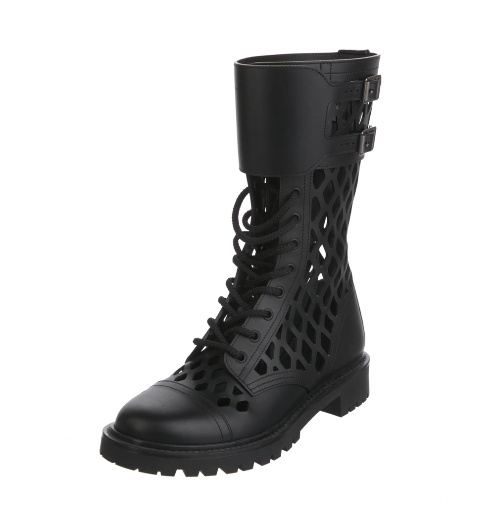 CHRISTIAN DIOR Leather D-Trap Cutout Combat Boots — Restyled By Erin