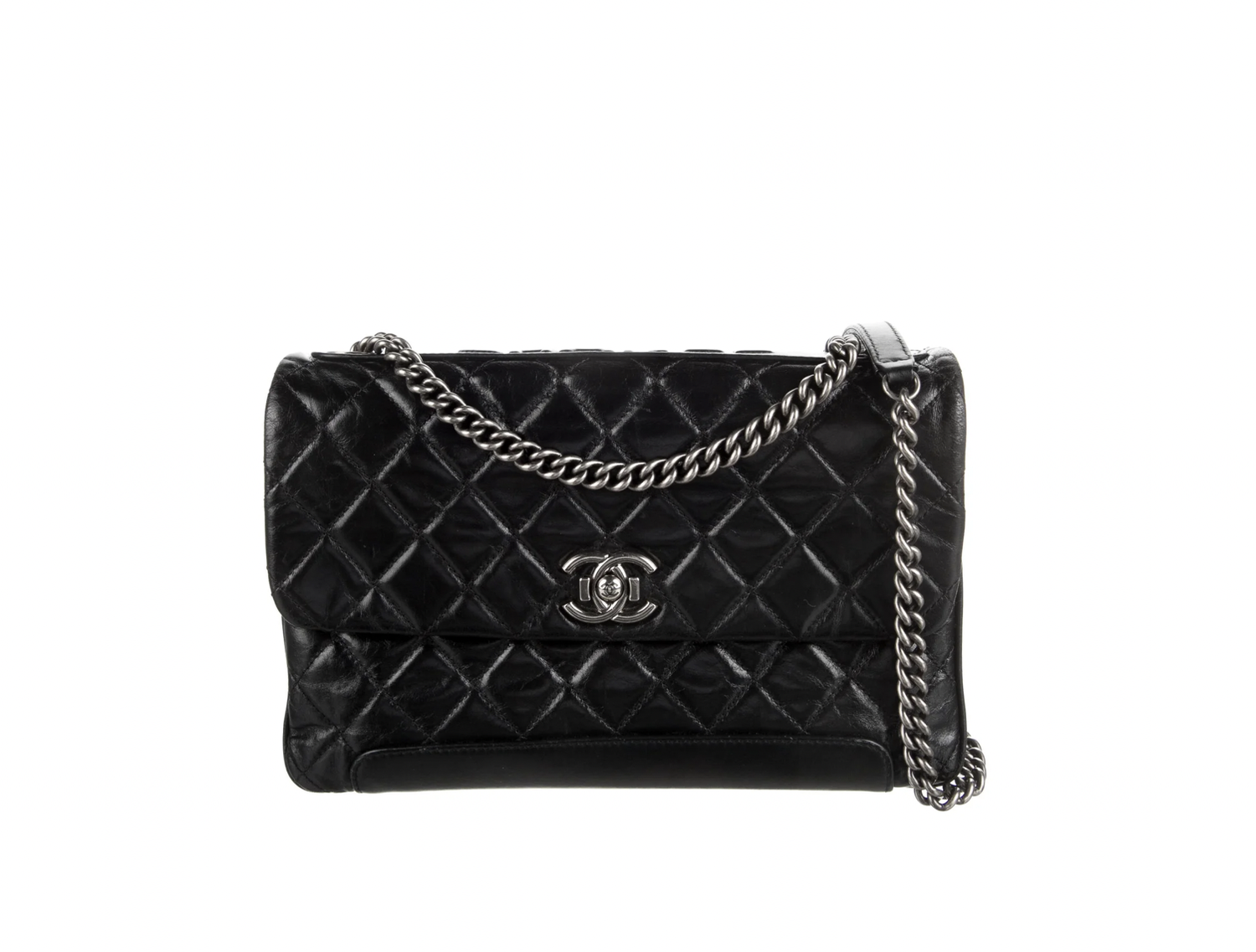 CHANEL Quilted CC Accordion Glazed Calfskin Bag Black — Restyled By Erin