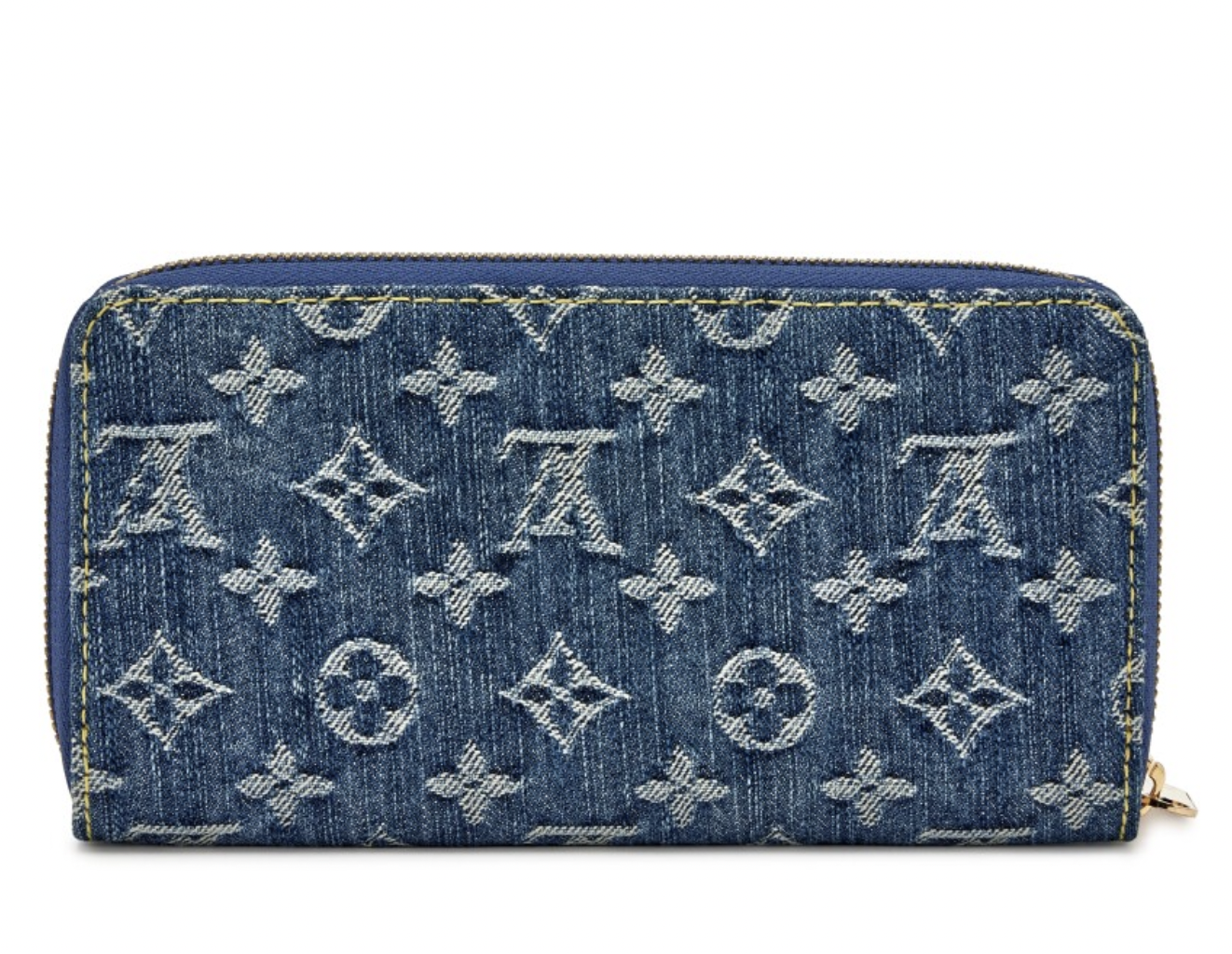Pre-Owned Louis Vuitton Monogram Denim Mini Zippy Wallet Blue Folded M95342  (Good) 