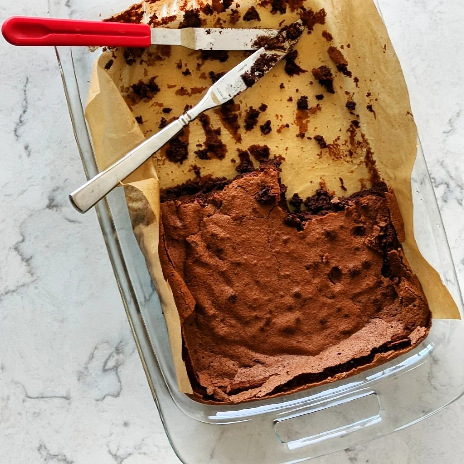 half_eaten_tray_of_flourless_brownies.jpg