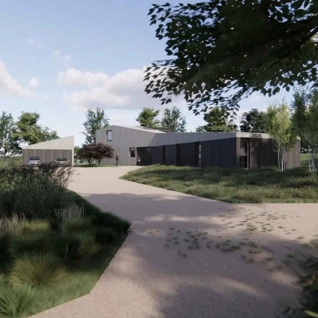Application submitted for new self-build house in East Suffolk.

The house will replace several dilapidated buildings that served as a residential dwelling.

The new building is predominantly single-storey, rising to two-storey on the eastern end, wi
